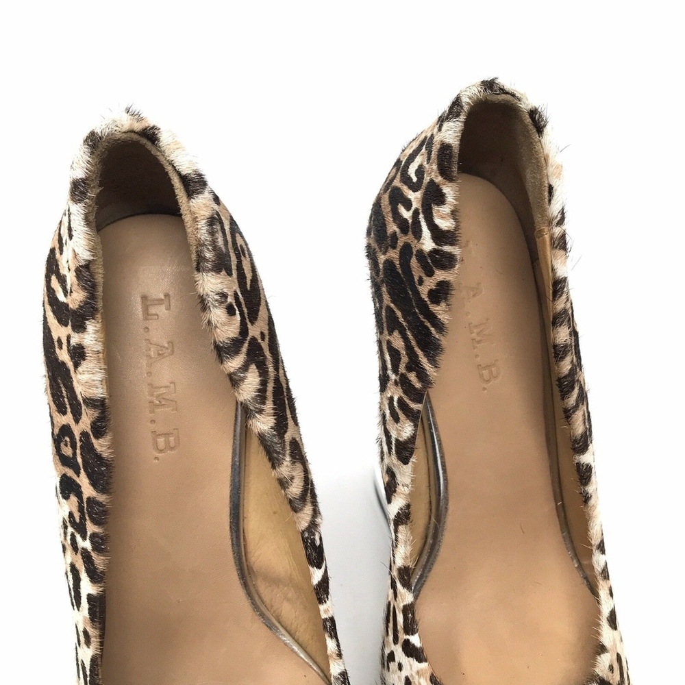 L.A.M.B. Brown White Fur Platform Dorothee Wedges_6